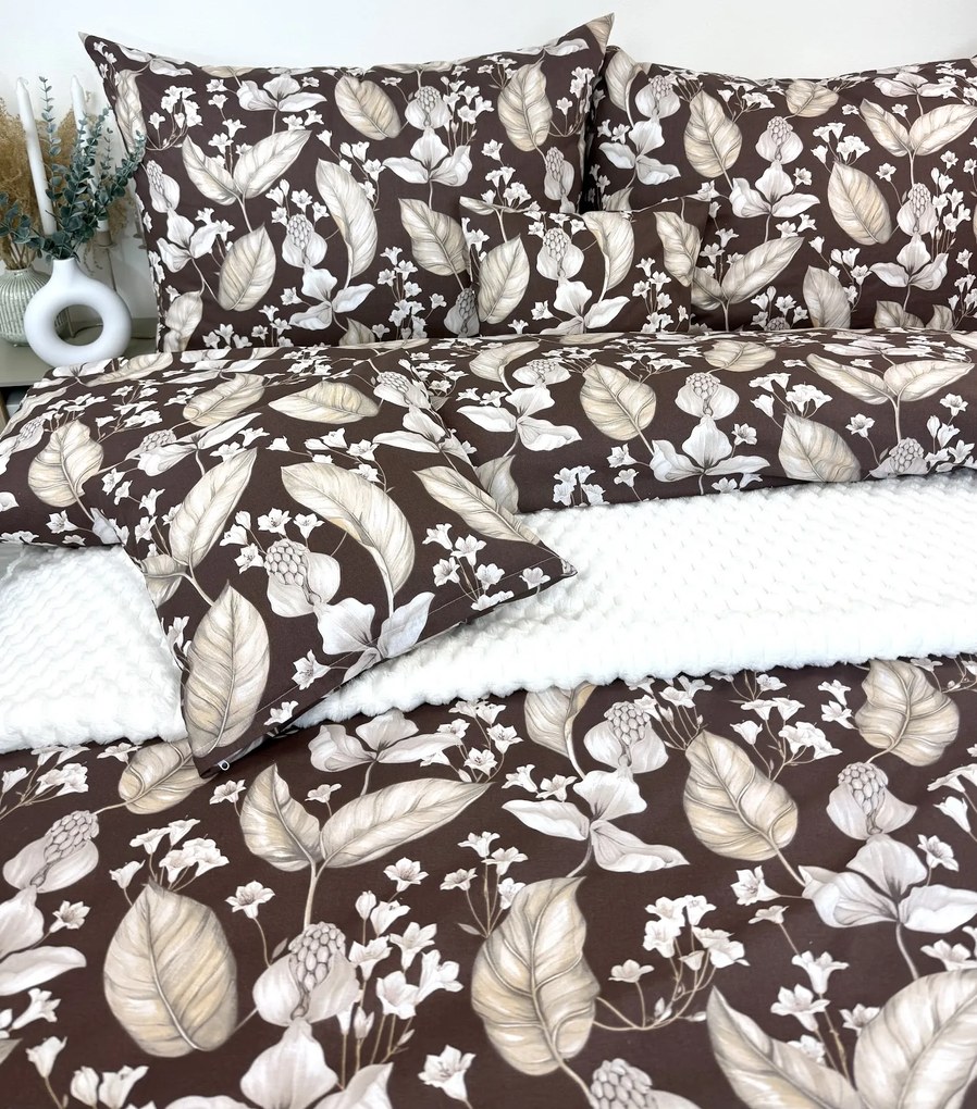 Botanic Taupe – bavlnené posteľné obliečky 140x200/70x90 cm | slovenská výroba