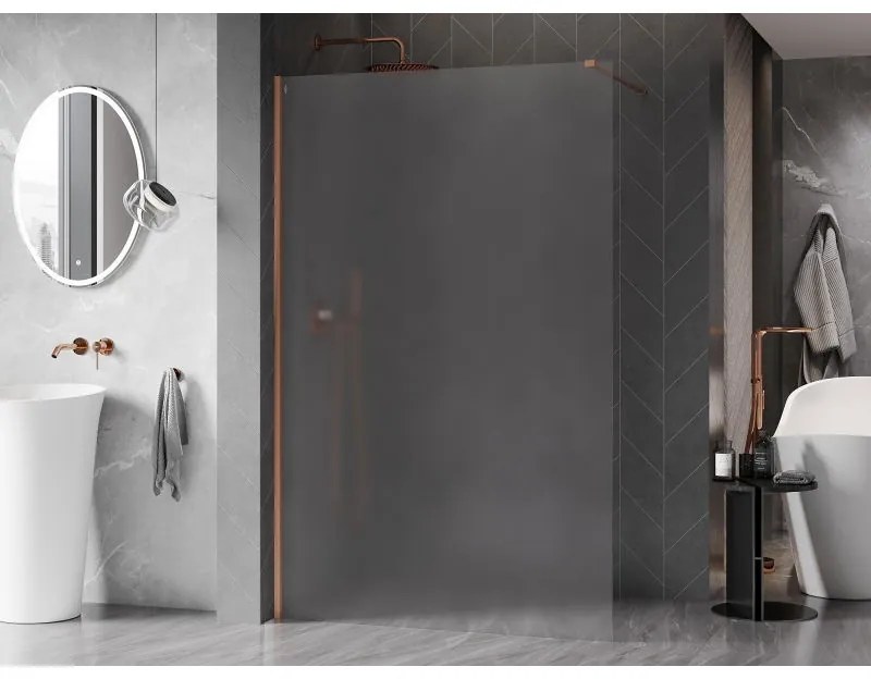 Mexen, Mexen Kioto-X sprchová stena 160 x 200 cm, matná 10 mm, brúsená meď - 800-160-101-65-30-X