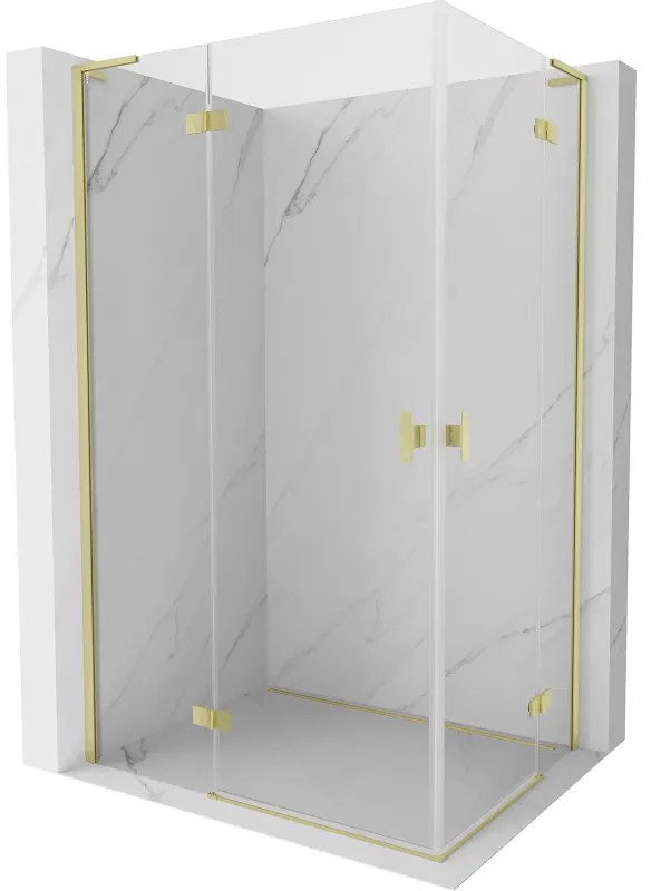 Mexen Mist-H L Duo, 2-krídlový sprchový kút 120 x 80 cm, číre sklo, zlatý matný profil, 8A5L-120L-080P-55-00