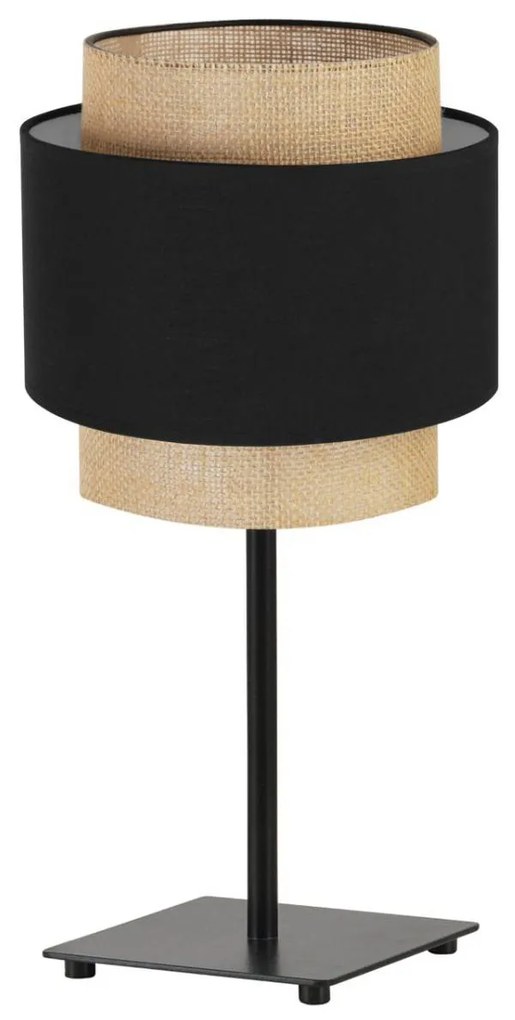 Stolová lampa BOHO, 1x jutové/čierne textilné tienidlo