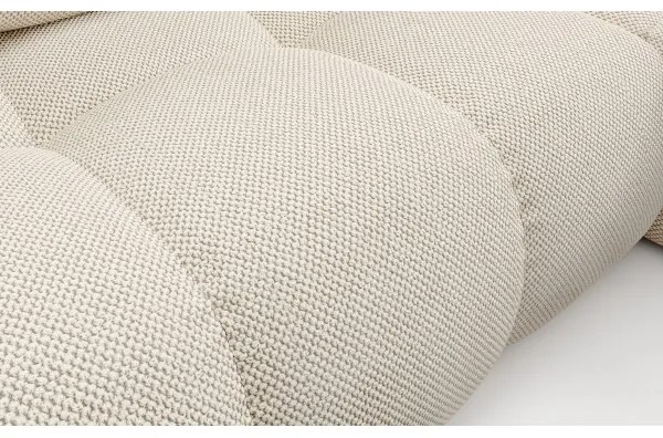 Rozkladacia rohová čalúnená sedacia súprava s úložným priestorom do tvaru L ALMADA pravé prevedenie svetlobéžová