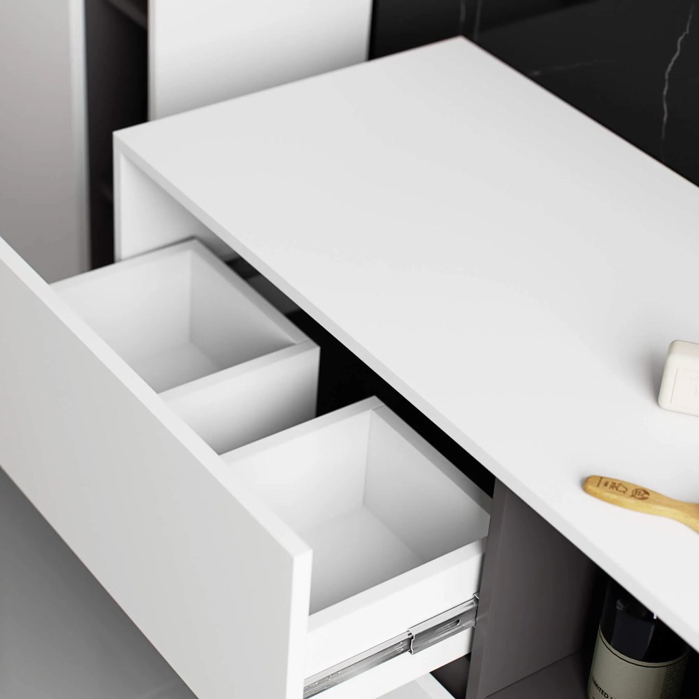 Závesná skrinka pod umývadlo VAMI 90 cm biela/grafitová