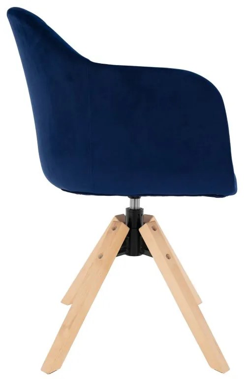 Moderné otočné kreslo čalúnené tmavomodrou Velvet látkou