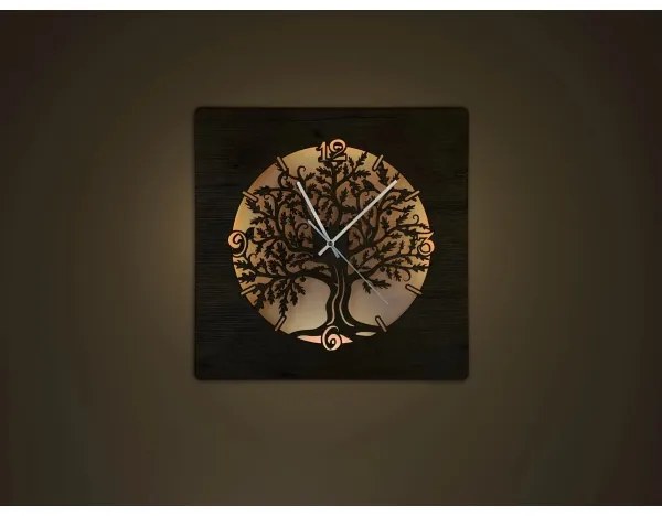 Li-Go 5652/DUB2 - Stmievateľné LED hodiny LED/10W/5V 20000 mAh 42x42 cm dub+ DO