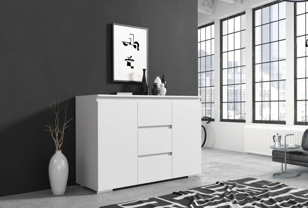 Komoda 120 cm, biela