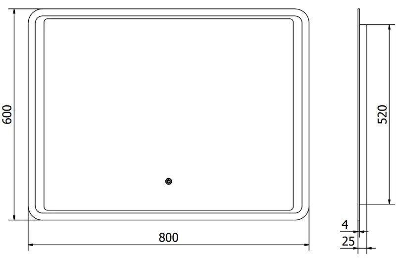 Mexen Zusa, LED kúpeľňové zrkadlo s podsvietením 80x60 cm, 6000K, ochrana proti zahmlievaniu, 9808-080-060-611-00
