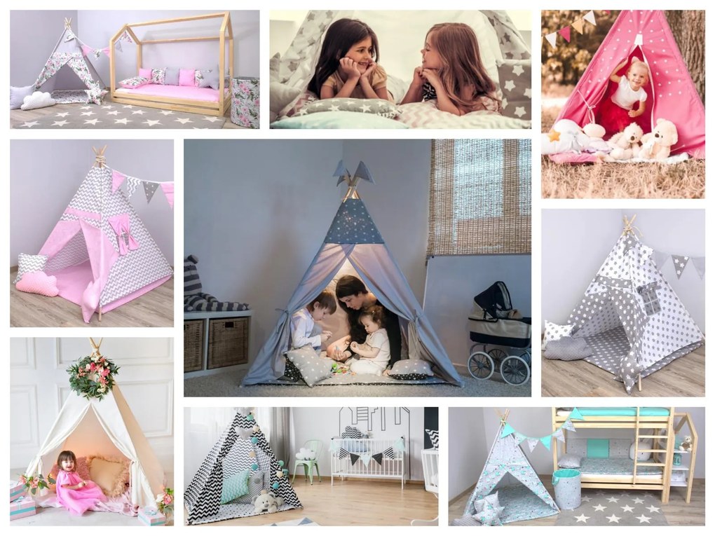 Detský stan TEEPEE (TÍPÍ) RUŽOVÝ + doplnky