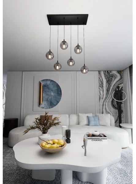 Luster na lanku COSMO 6xE14/10W/230V čierna/šedá
