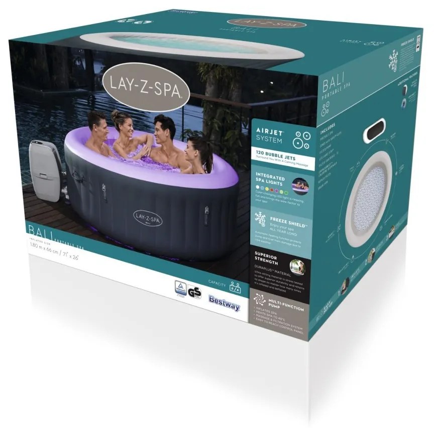 Bestway Lay-Z-Spa Bali Air Jet Jacuzzi vírivka 180cm x 66cm 60009