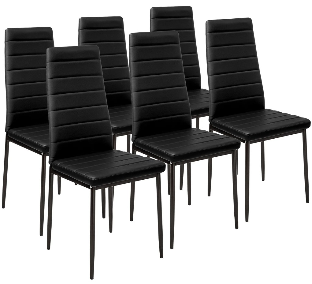tectake 401848 6 jedálenských stoličiek, syntetická koža - černá