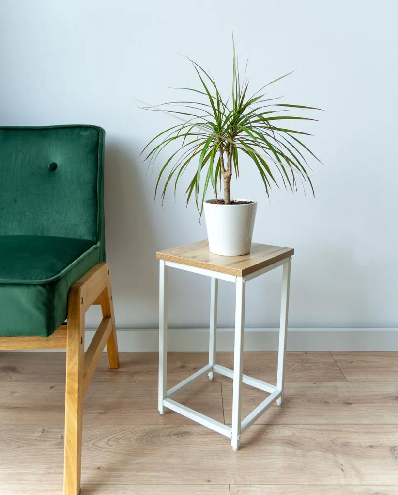 Květinový stojan Loft Arben 40 cm bílý/dub Craft