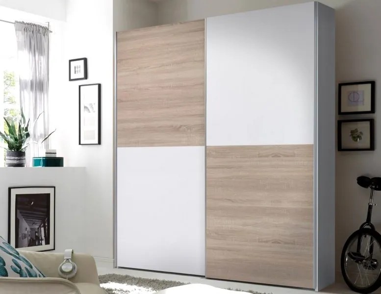 Šatníková skriňa Puls, biela/dub sonoma