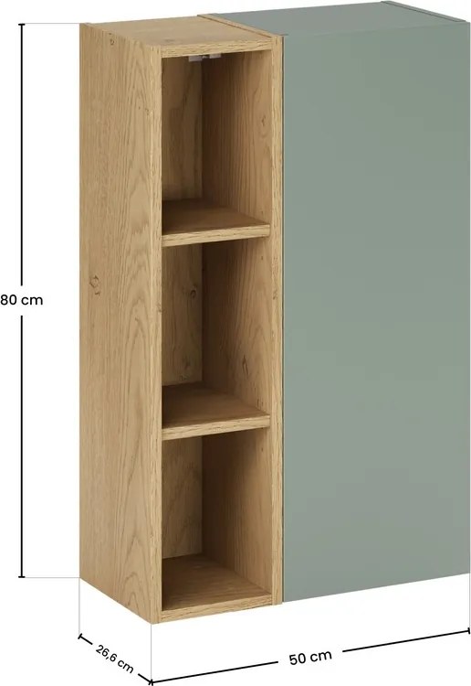Závesná kúpeľňová skrinka Aster 50 cm zelená/dub cremona
