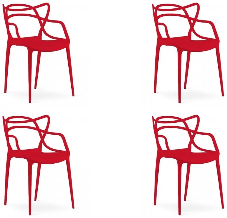 Sada 4 ks plastových stoličiek KATO červených