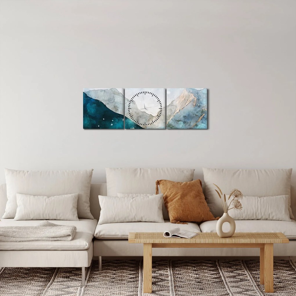 Obraz - Kresba hôr (s hodinami) (90x30 cm)