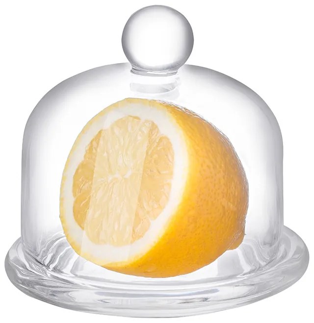 ALTOM Sklenená dóza na citrón, tácka s poklopom zo skla, CITRÓN, 10x10