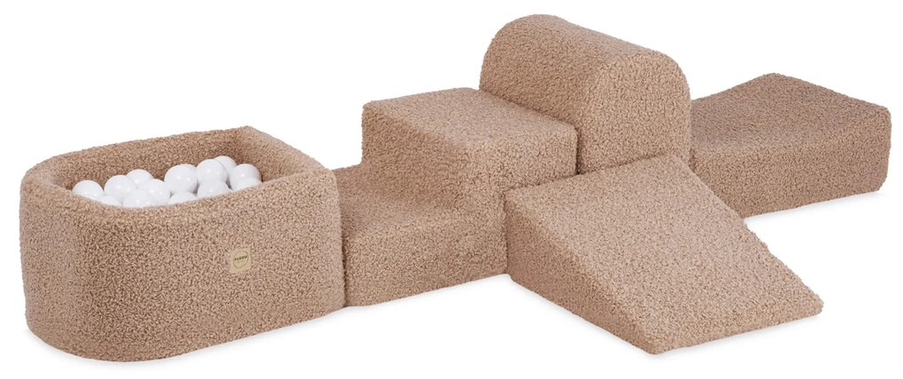 Mini ihrisko (+ bazén a 100 loptičiek) béžové, prémiový fluffy