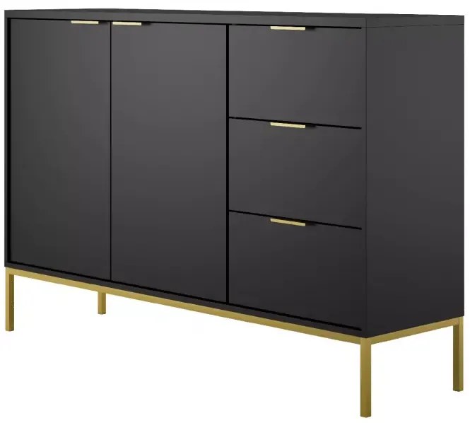 Komoda Austin 150 cm čierna/zlatá