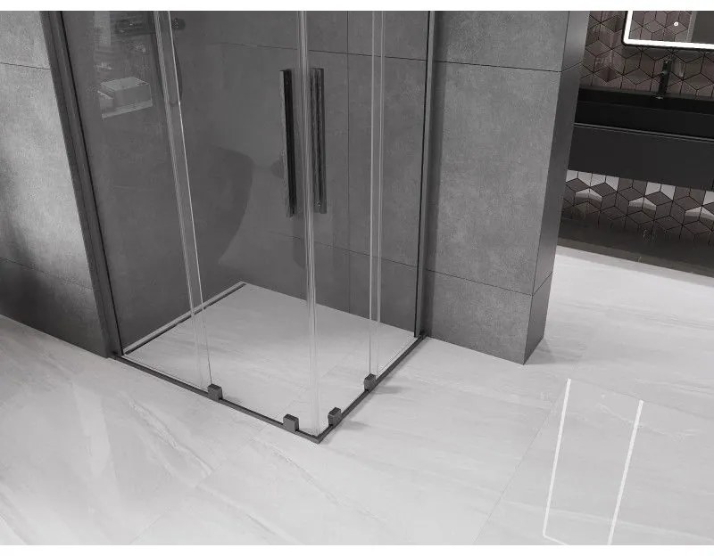 Mexen Velar Duo, sprchový kút s posuvnými dverami 90(dvere) x 80(dvere) cm, 8mm číre sklo, grafitový profil, 871-090-080-02-66