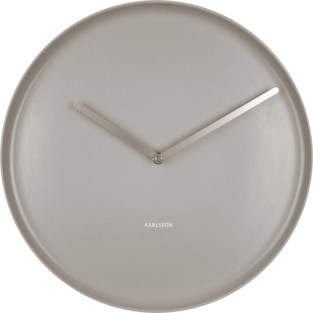 KARLSSON Nástenné hodiny Plate svetlošedá ∅ 35 × 4 cm