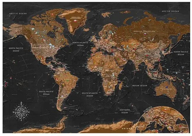 Fototapeta - World: Stylish Map Veľkosť: 100x70, Verzia: Premium