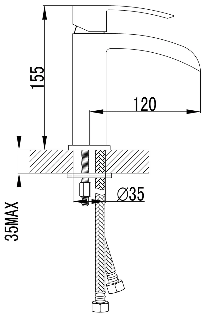 Sapho Sapho, GINKO 25 stojanková umývadlová batéria so žliabkom bez výpuste, výška 155mm, chrómová, 1101-05