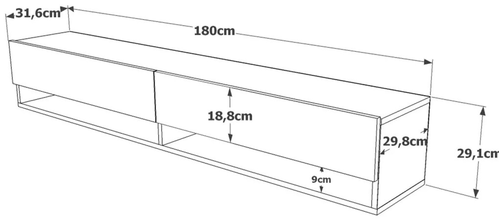 Závěsný TV stolek FR9 180 cm borovice/antracitový