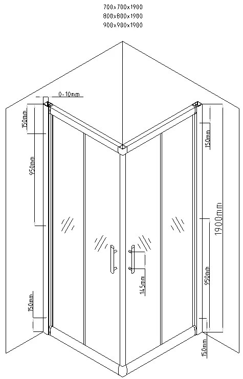 MEXEN RIO sprchovací kút štvorec 80x80x190 cm 5mm chróm-satén 860-080-080-01-30 - MEXEN