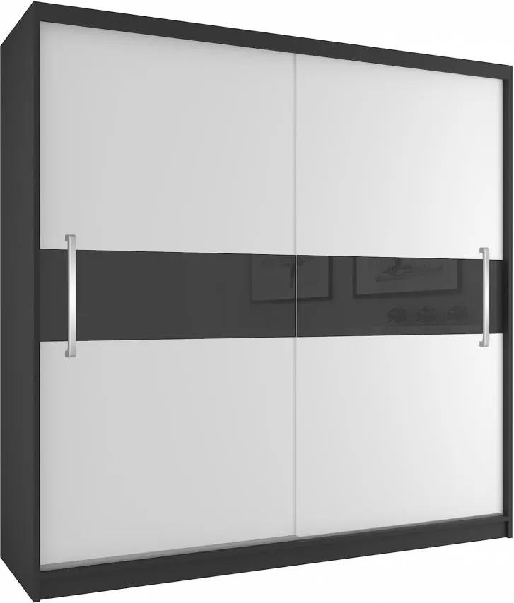 Šatníková skriňa bez zrkadla čierna/biela Verity 200 cm