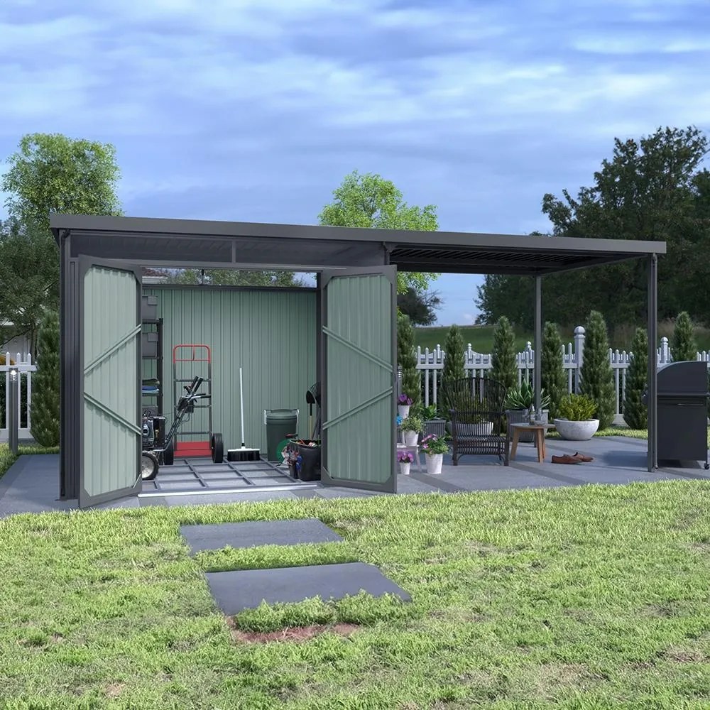 Záhradný domček so svetlíkmi Avenberg MAGNUS + prístavba 2.5 x 5.8 m - Premium