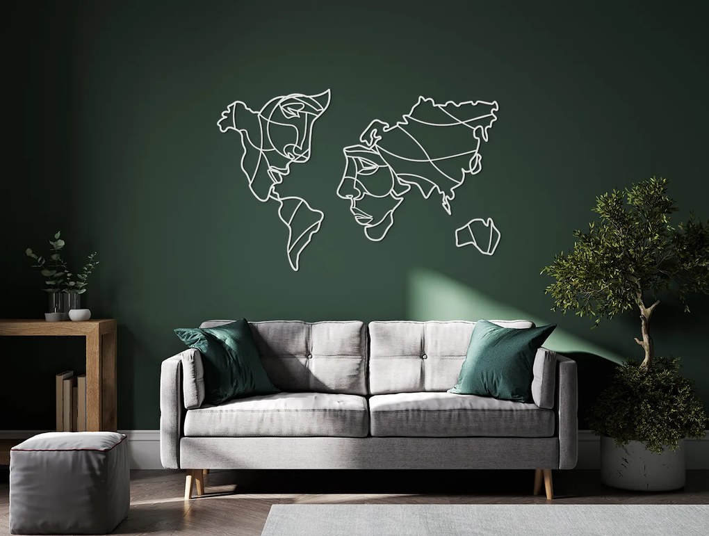 drevko Umelecká Mapa sveta na stenu - Dve tváre Rozmer obrazu: 41,5 x 65 cm, Farba dekorácie: Čierna