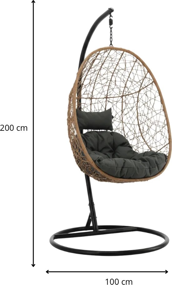 Závesné hojdacie kreslo Token čierne/hnedé