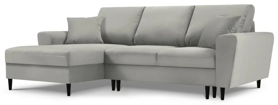 Svetlosivá menčestrová rozkladacia/s úložným priestorom rohová pohovka (ľavý roh/s leňoškou) Kyoto – Cosmopolitan Design