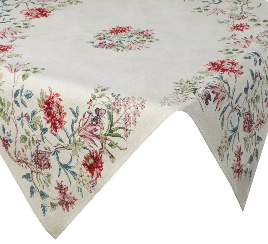 GOBELÍNOVÝ OBRUS NATUR 100X100 CM KVETY