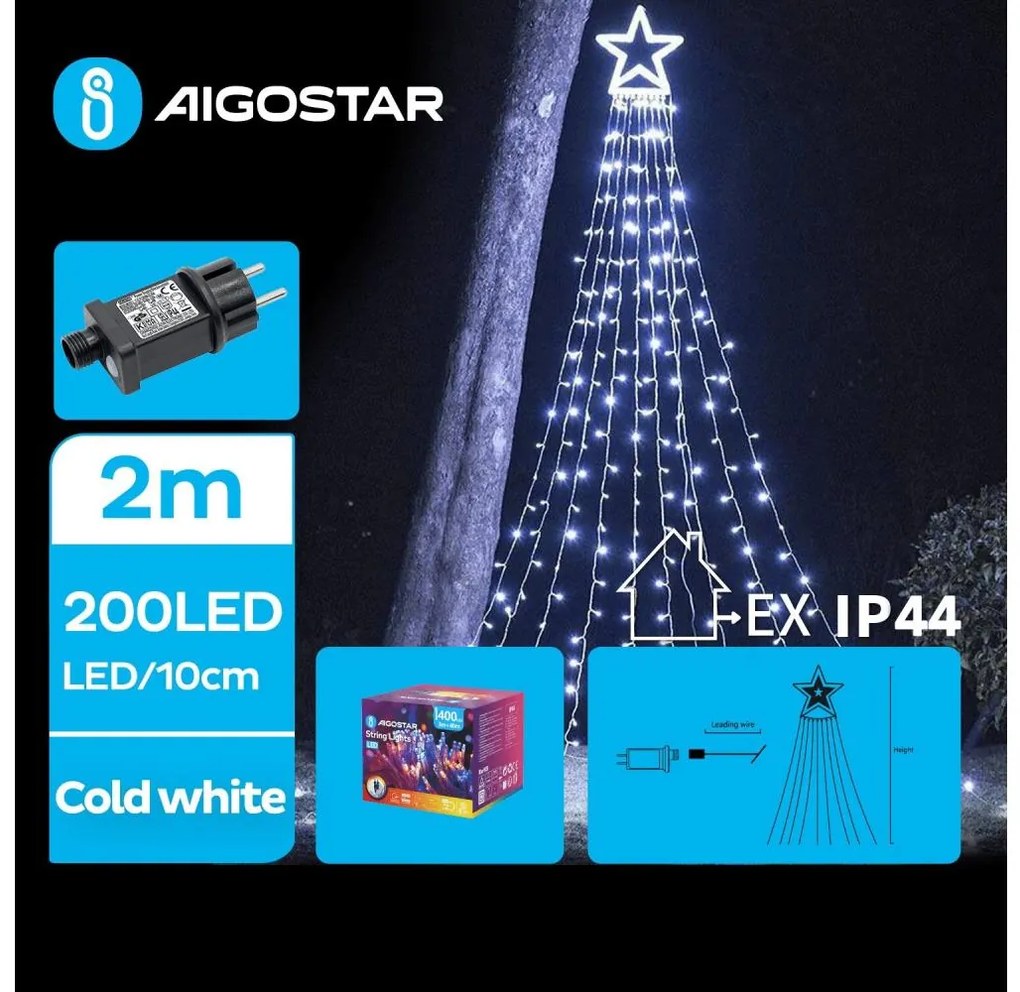 Aigostar B.V. Aigostar - LED Vonkajšia vianočná dekorácia LED/3,6W/230V 2m IP44 studená biela AI1229