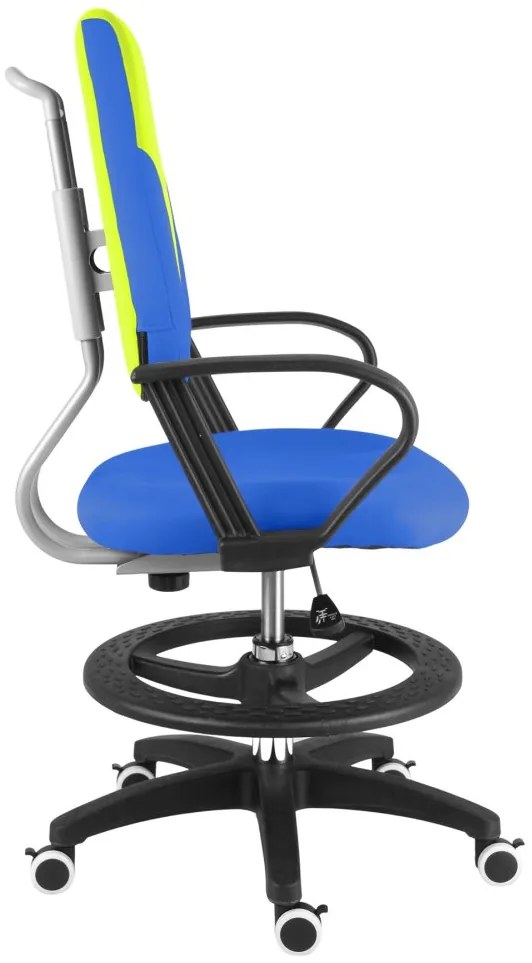 Detská rastúca stolička Neoseat KINDER — látka, modrá / reflexná zelená