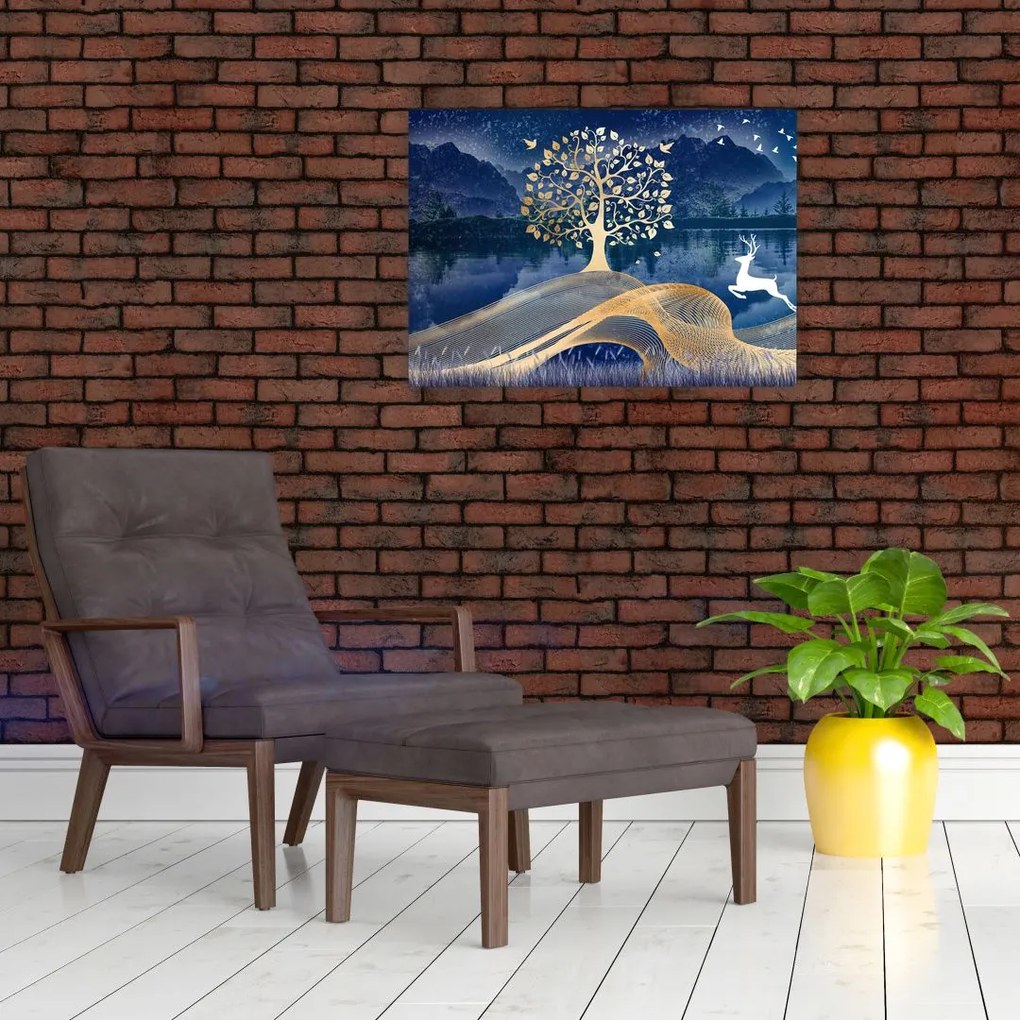 Obraz jeleňov pri splne (70x50 cm)