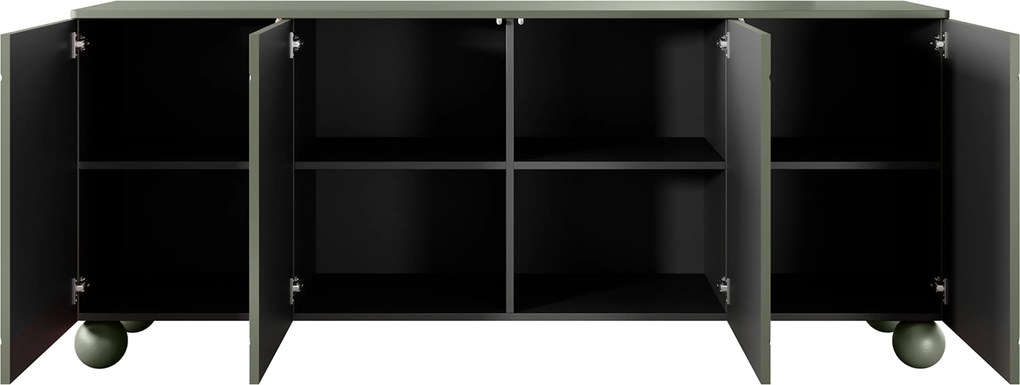 Olivová komoda Sonatia II 200 cm so štyrmi dverami - nohy guľaté