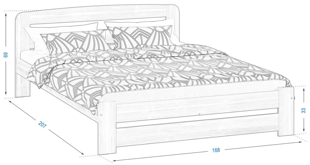 Posteľ borovica Saša 160x200 masív-biela