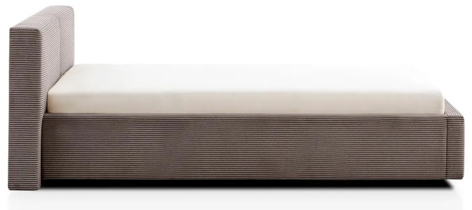 Svetlohnedá čalúnená dvojlôžková posteľ s úložným priestorom s roštom 140x200 cm Cube – Meise Möbel