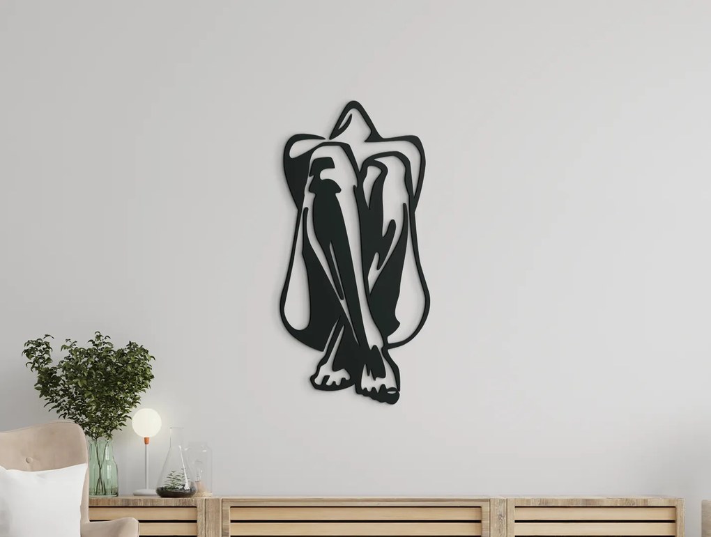 drevko Drevená nálepka na stenu Žena Rozmer obrazu: 44,5 x 22 cm, Farba dekorácie: Čierna