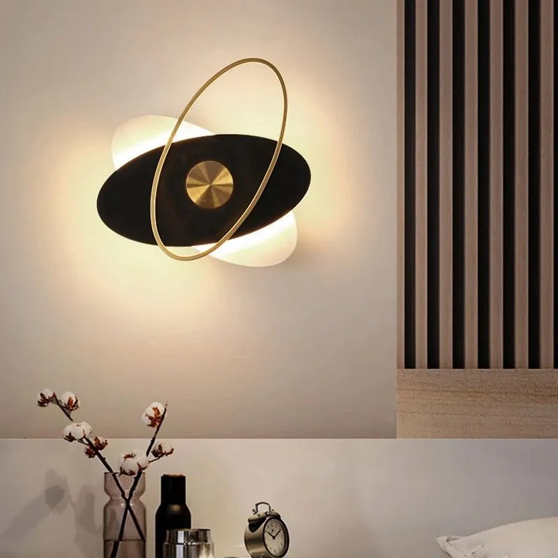 Toolight Toolight, LED nástenné svietidlo 8W APP1432-CW, čierna-zlatá-biela, OSW-03500