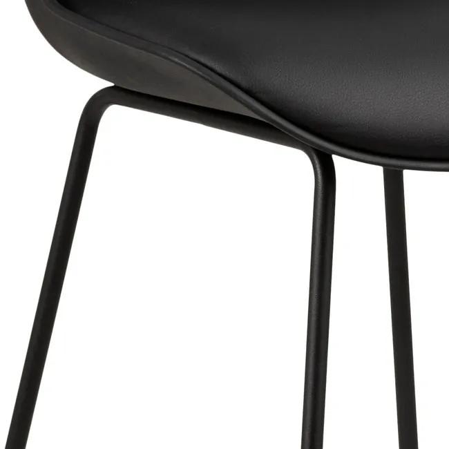 Barová stolička HEVIA - čierna, plastový sedák s ekologickou kožou