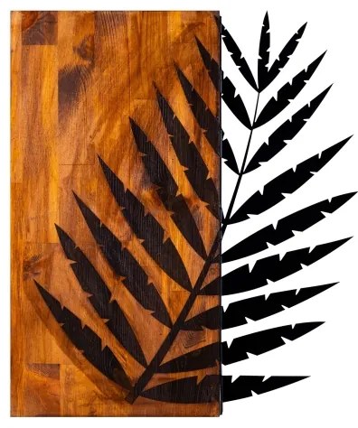 Nástenná dekorácia 58x50 cm list drevo/kov