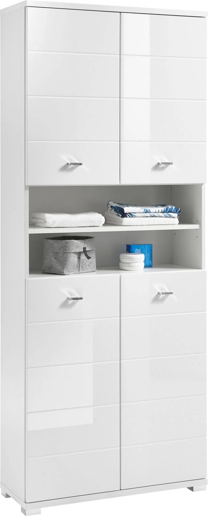 XXXLutz VYSOKÁ SKRINKA, biela s vysokým leskom, biela, 76/190/31 cm Xora - Kúpeľňové skrinky - 001279008608