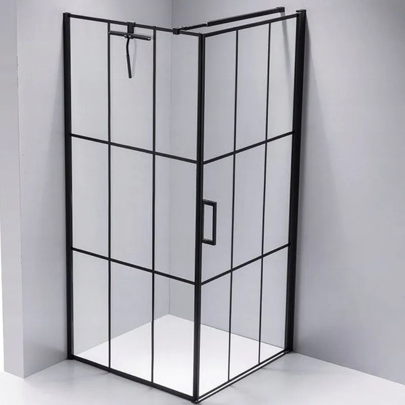 BPS-koupelny Štvorcový sprchový kút BS13A 80x80 čierna/transparent + vanička ST02A BL čierna