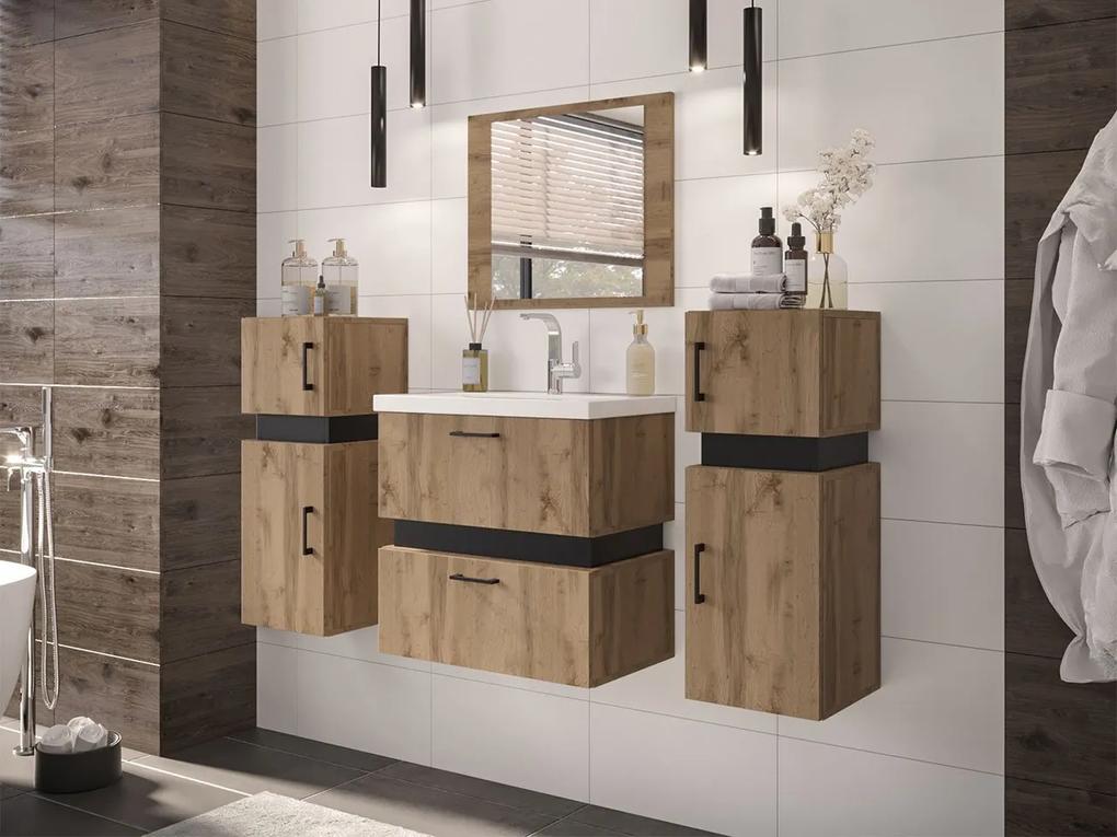 Kúpeľňový nábytok Torvaldi VI, Sifón: so sifónom, Umývadlová batéria: nie, Farby: wotan / wotan + čierny mat