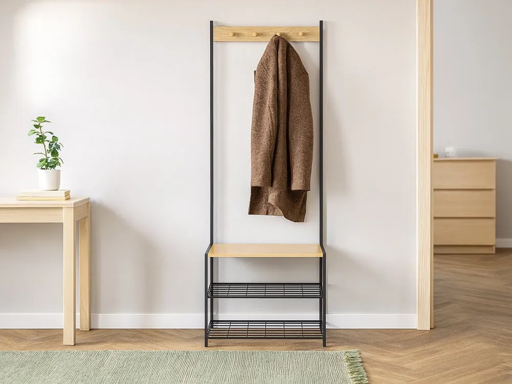 CH Kovový vešiak s policami Oto- čierna