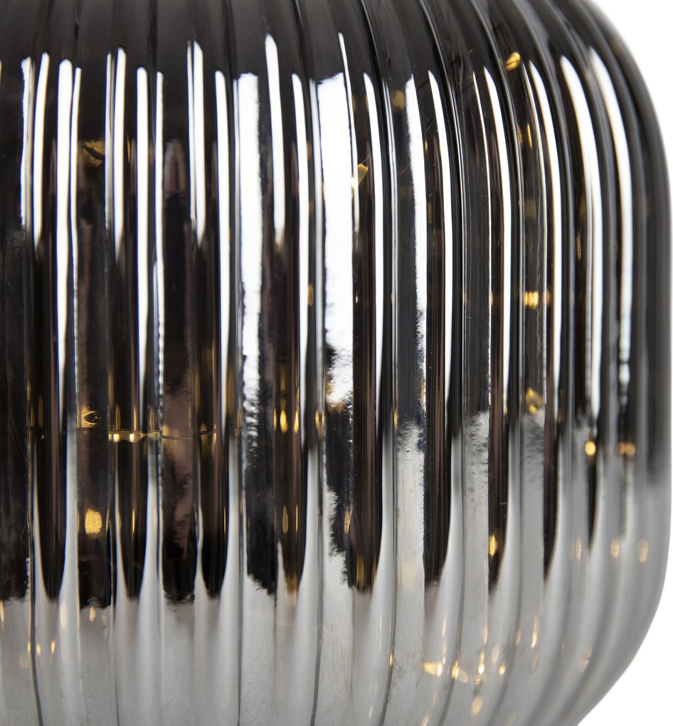 Stolná lampa Art Deco čierna s dymovým sklom vrátane svetelnej šnúry E27 - Karel