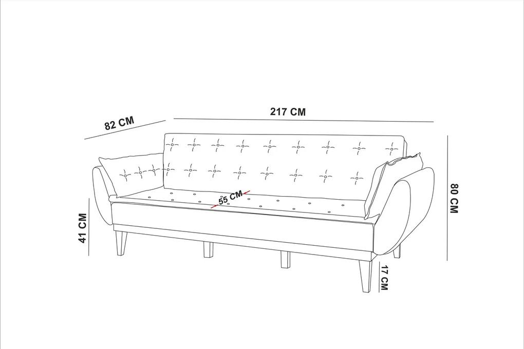 Dizajnová rozkladacia sedačka Talasius 217 cm krémová